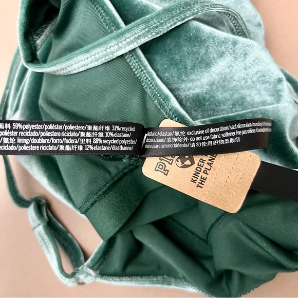 Victoria’ Secret Green Velour Lightly Lined Longline Cropped Tank - Picture 7 of 10